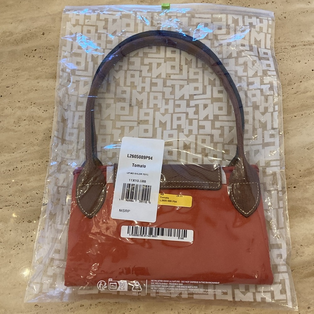 [Longchamp] Le Pliage Orig Med Nylon Tote | Tomato - Picture 7 of 9